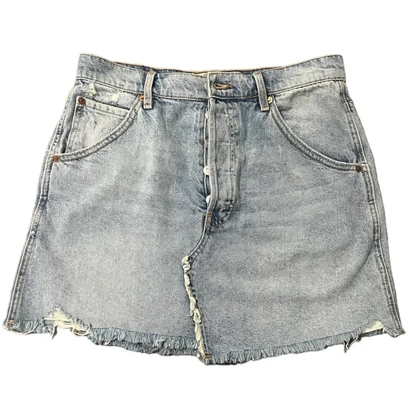 Free People Light Wash Denim Skirt - Picture 3 of 8